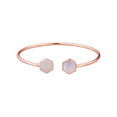 925 Sterling Silver Rose Gold Hexagon Open Kada