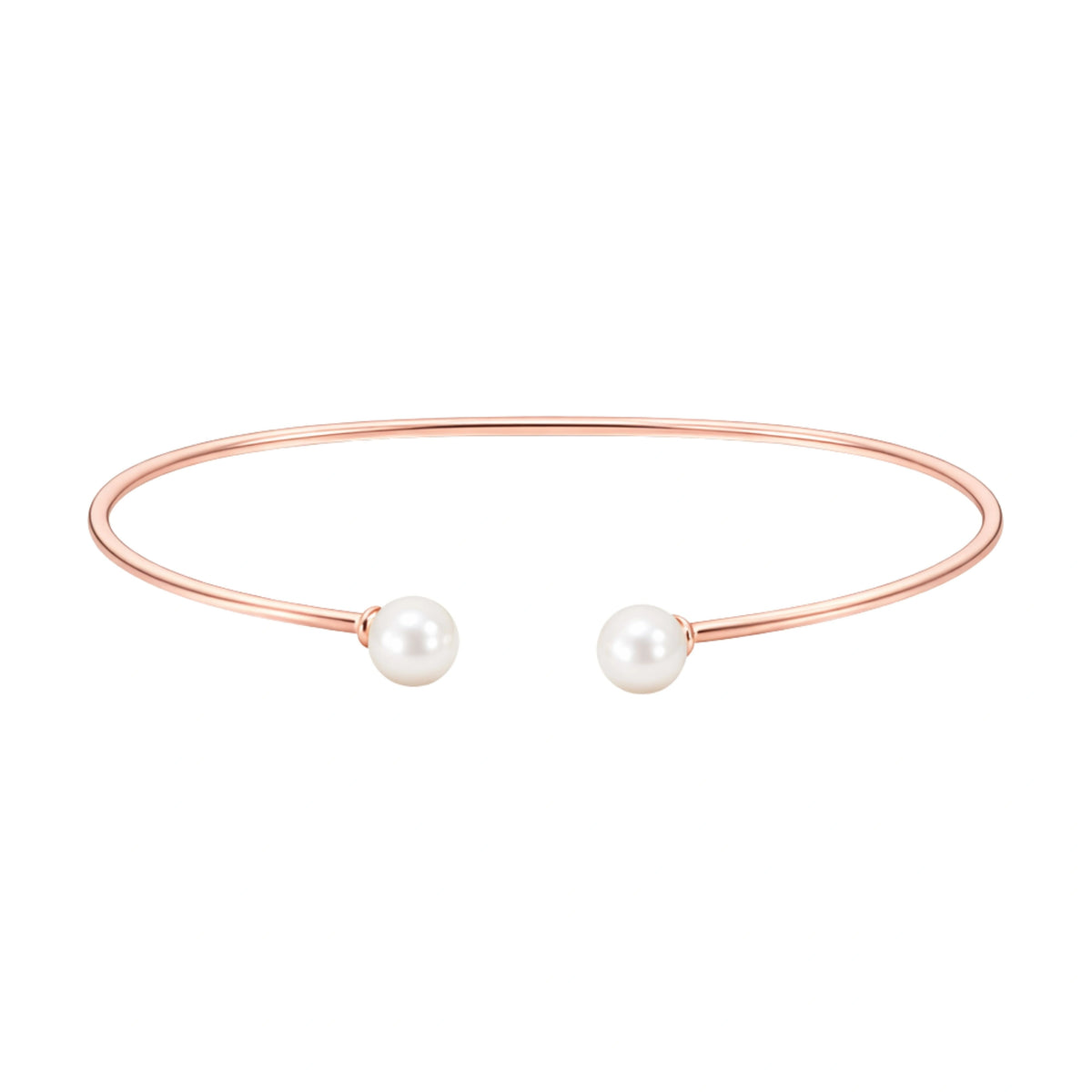 925 Sterling Silver Rose Gold Pearl Open Kada