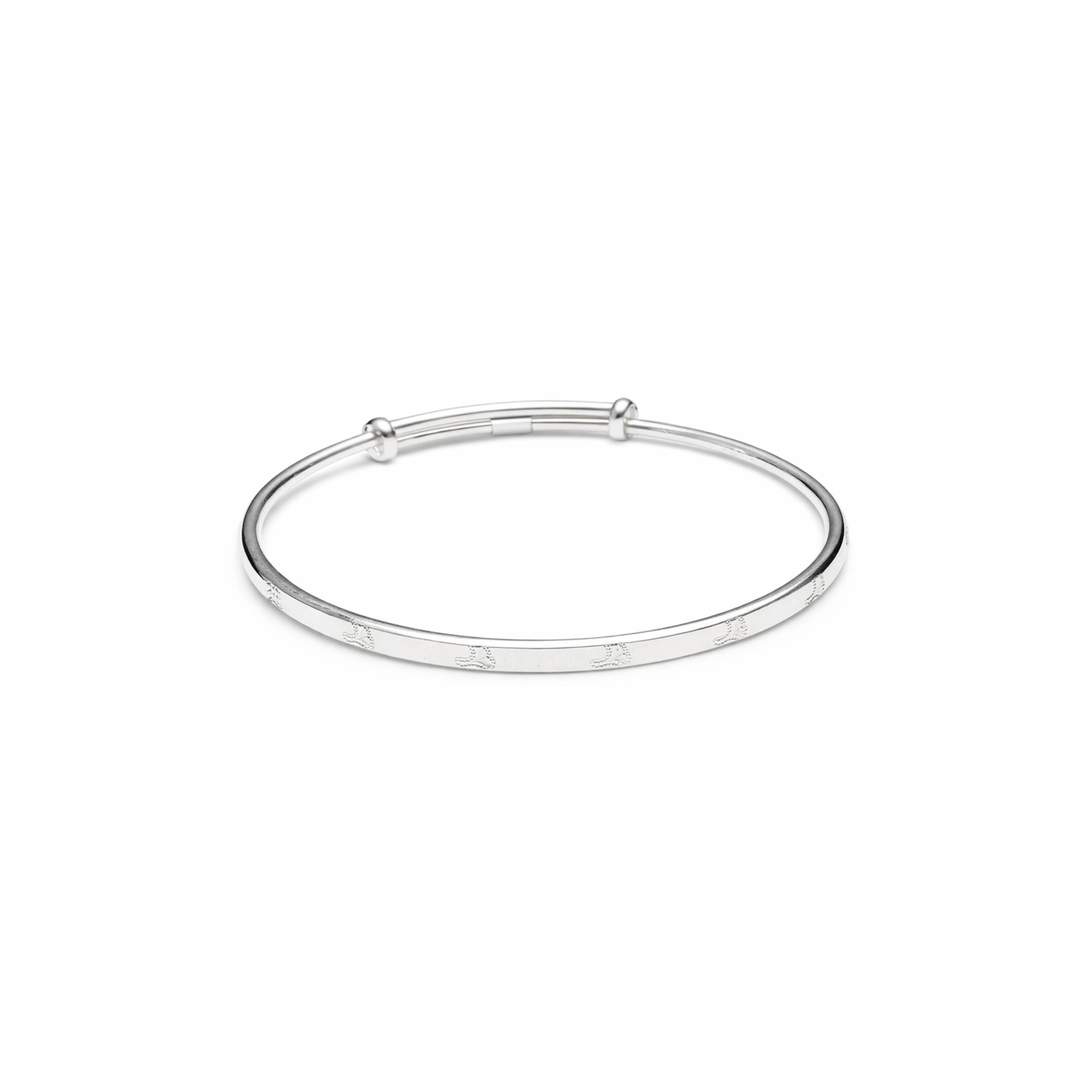 925 Sterling Silver Minimal Engraved Bangle Bracelet for Women