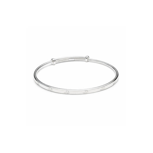 925 Sterling Silver Minimal Engraved Bangle Bracelet for Women