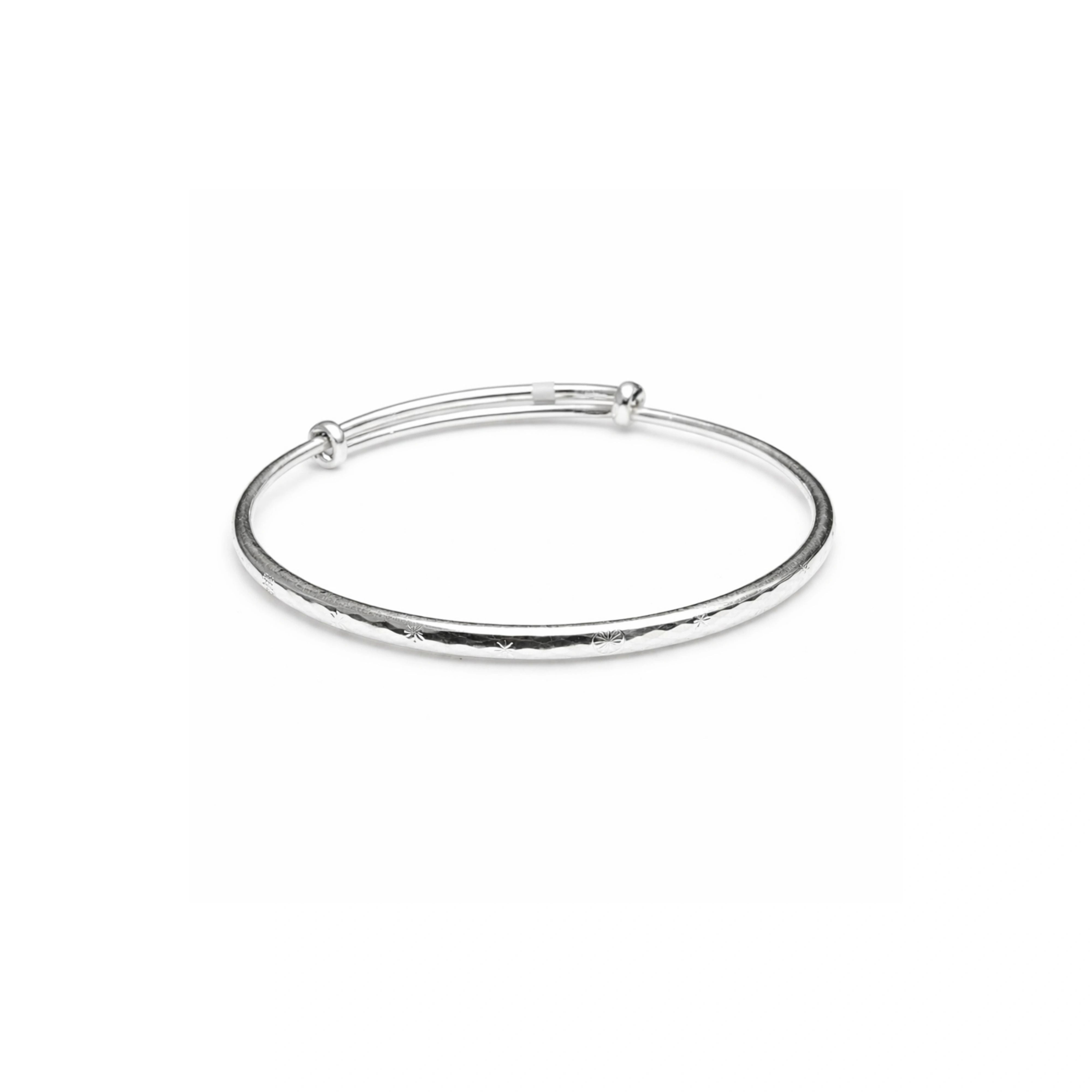925 Sterling Silver Textured Slim Bangle Bracelet for Women