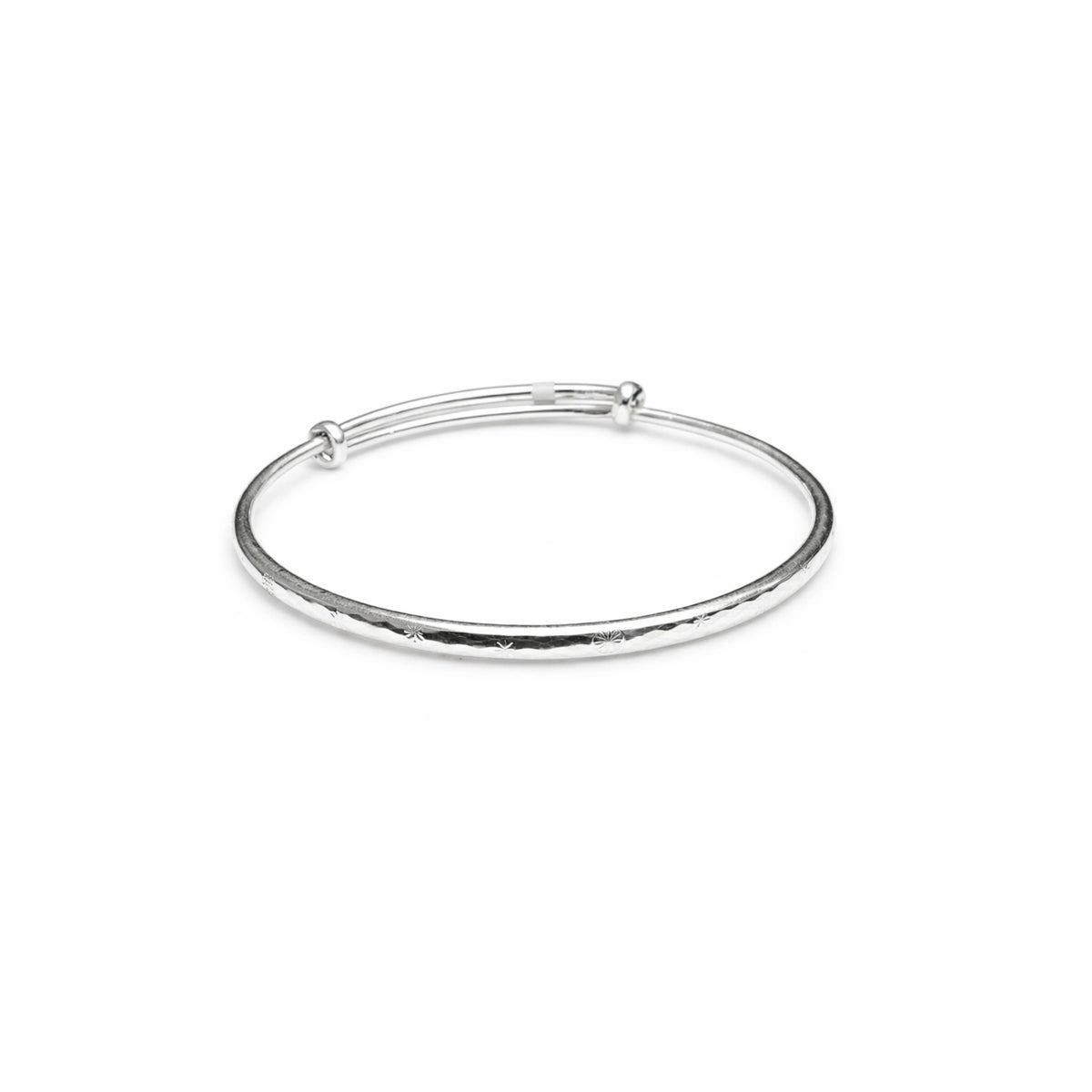 925 Sterling Silver Textured Slim Bangle Bracelet for Women