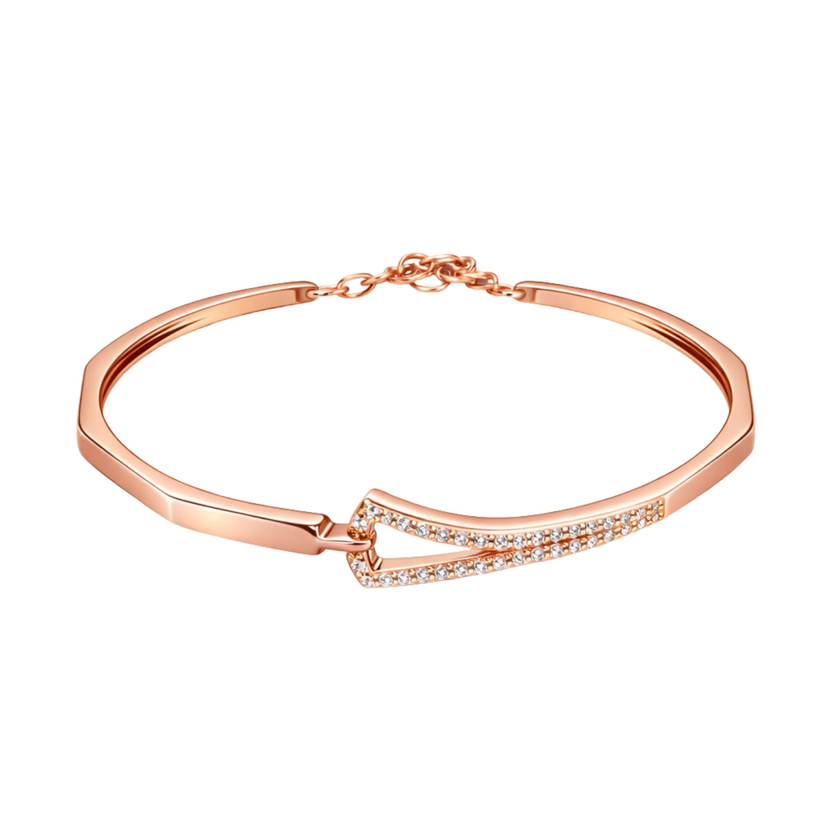 925 Sterling Silver Rose Gold Pavé Curve Kada