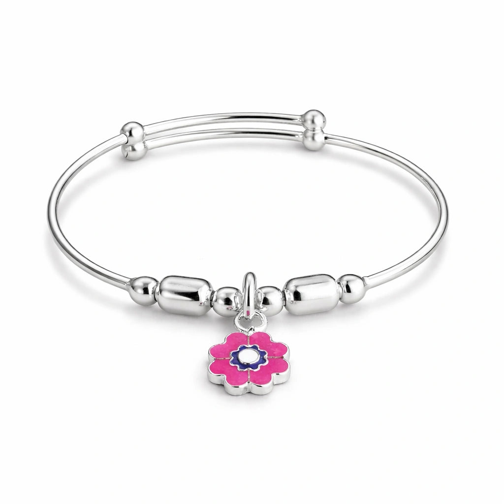 925 Sterling Silver Kids Pink Flower Kadali Bracelet