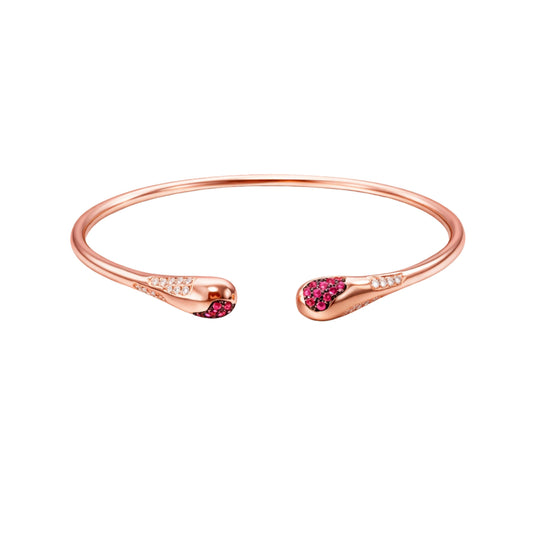 925 Sterling Silver Rose Gold Open Kada with Pink & CZ Stones