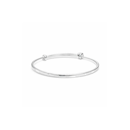 925 Sterling Silver Adjustable Kada for Women | Engraved Minimal Silver Bangle