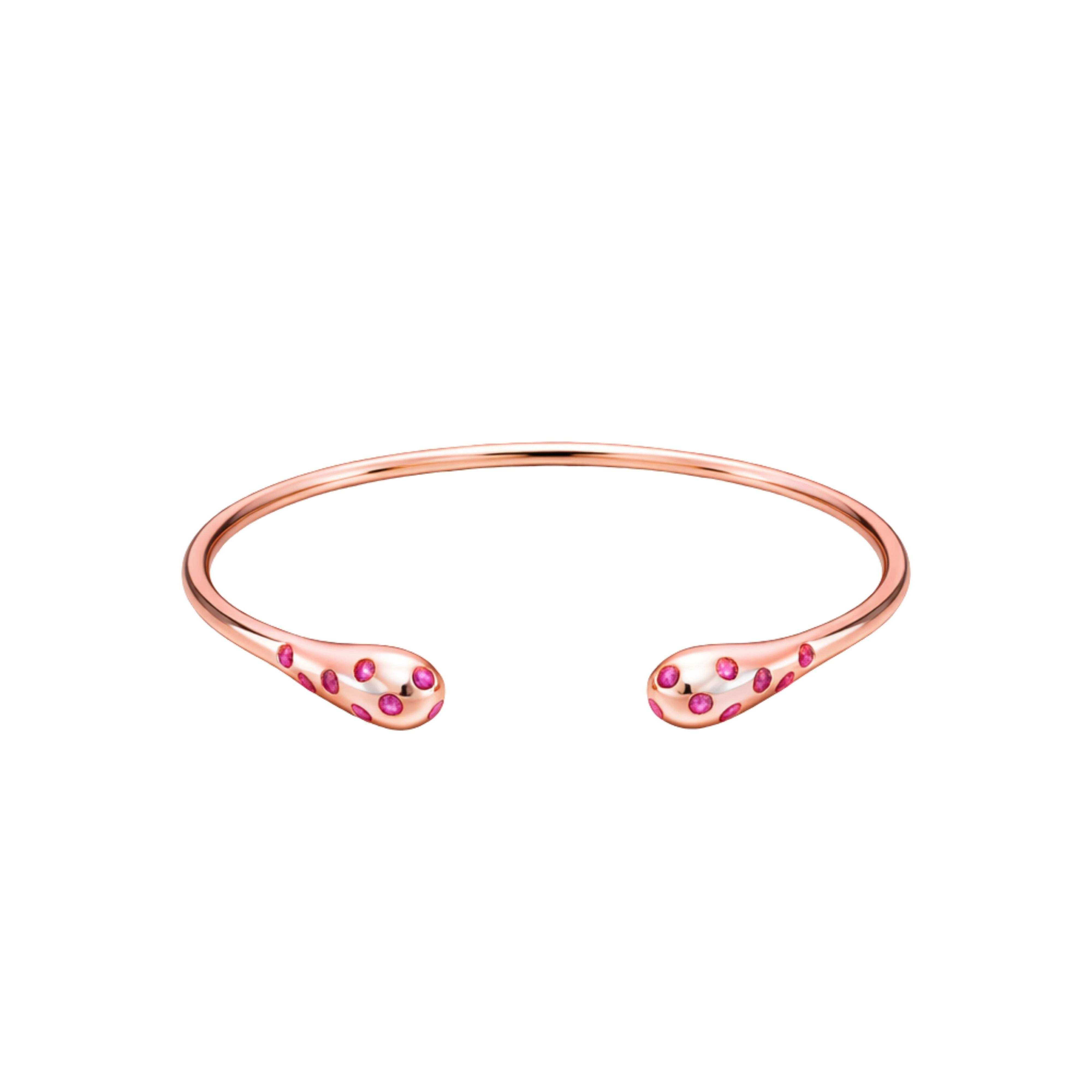 925 Sterling Silver Rose Gold Open Kada with Pink Stones