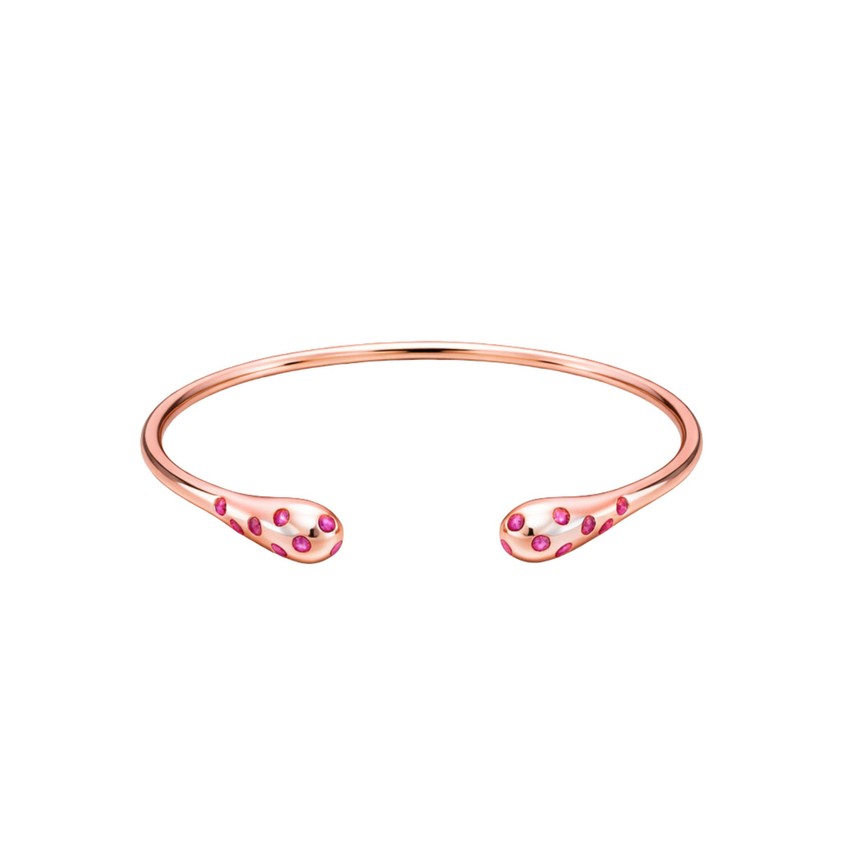 925 Sterling Silver Rose Gold Open Kada with Pink Stones