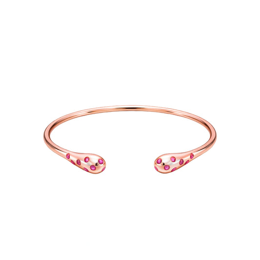 925 Sterling Silver Rose Gold Open Kada with Pink Stones