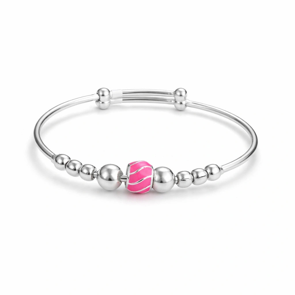 925 Sterling Silver Kids Pink Bead Kadali Bracelet