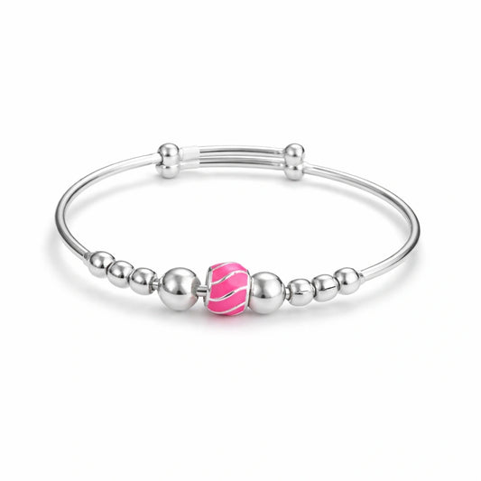 925 Sterling Silver Kids Pink Bead Kadali Bracelet