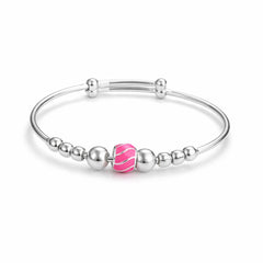 925 Sterling Silver Kids Pink Bead Kadali Bracelet