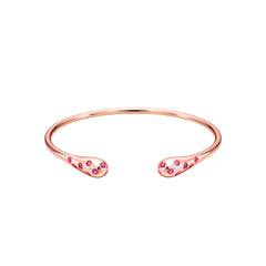925 Sterling Silver Rose Gold Open Kada with Pink Stones