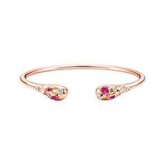 925 Sterling Silver Rose Gold Open Kada with Pink & CZ Stones