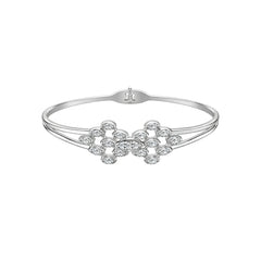 925 Sterling Silver Floral CZ Kada Bracelet