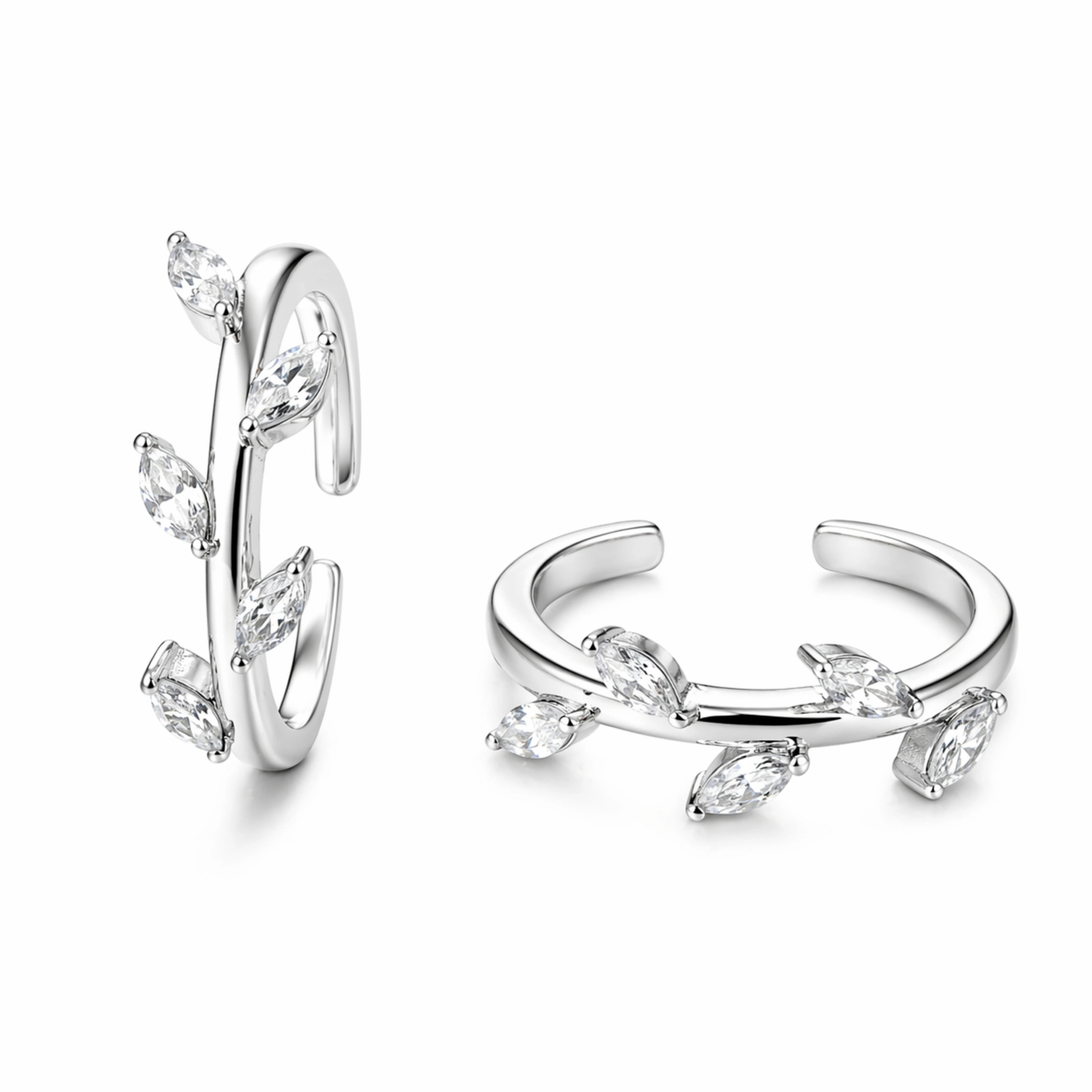 925 Sterling Silver Marquise Leaf Adjustable Ring