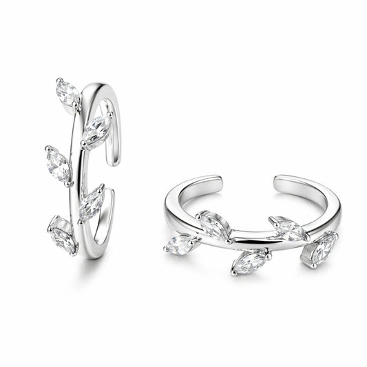 925 Sterling Silver Marquise Leaf Adjustable Ring