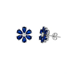 925 Silver Blue Color Flower Tops