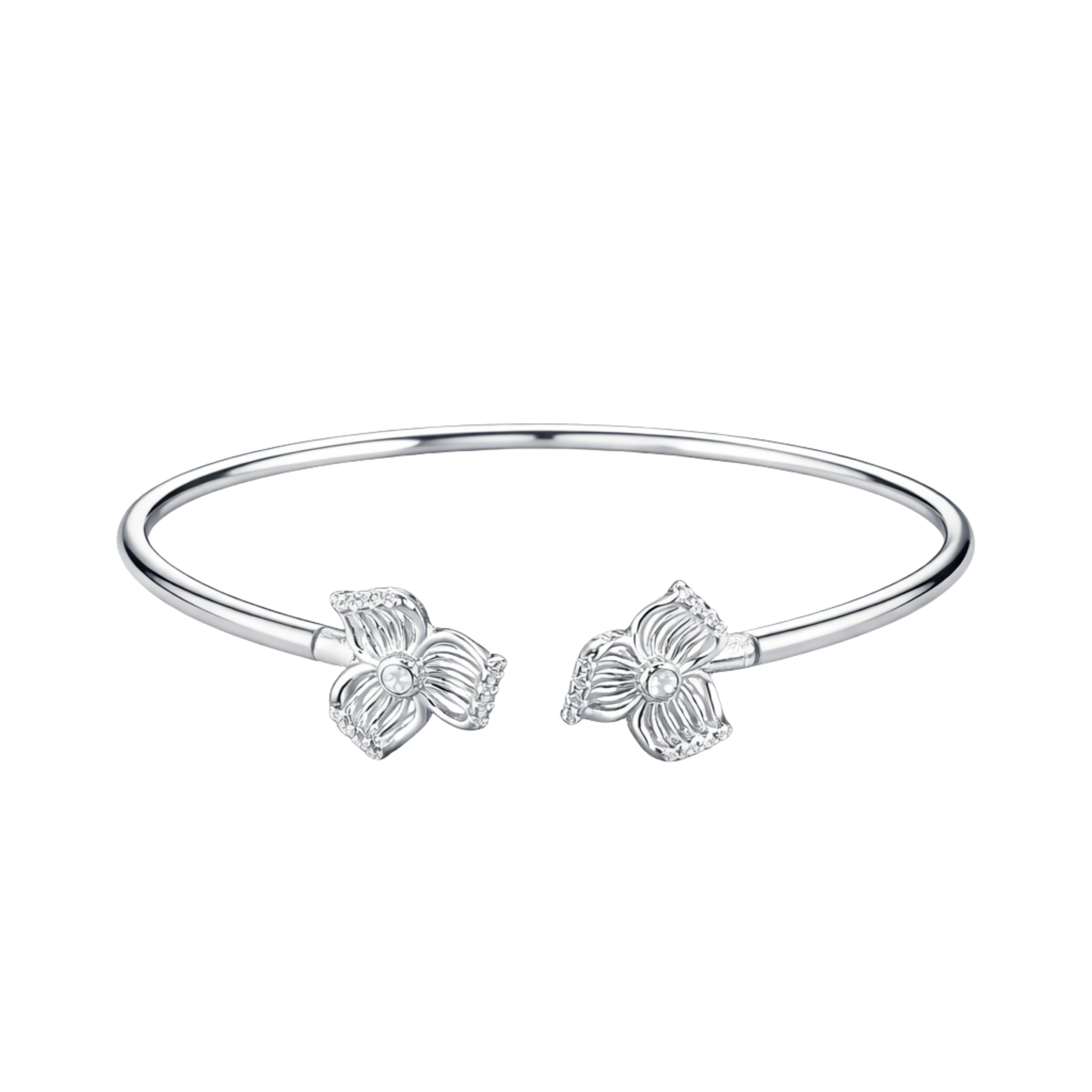 925 Sterling Silver Floral Open Kada Bracelet for Women