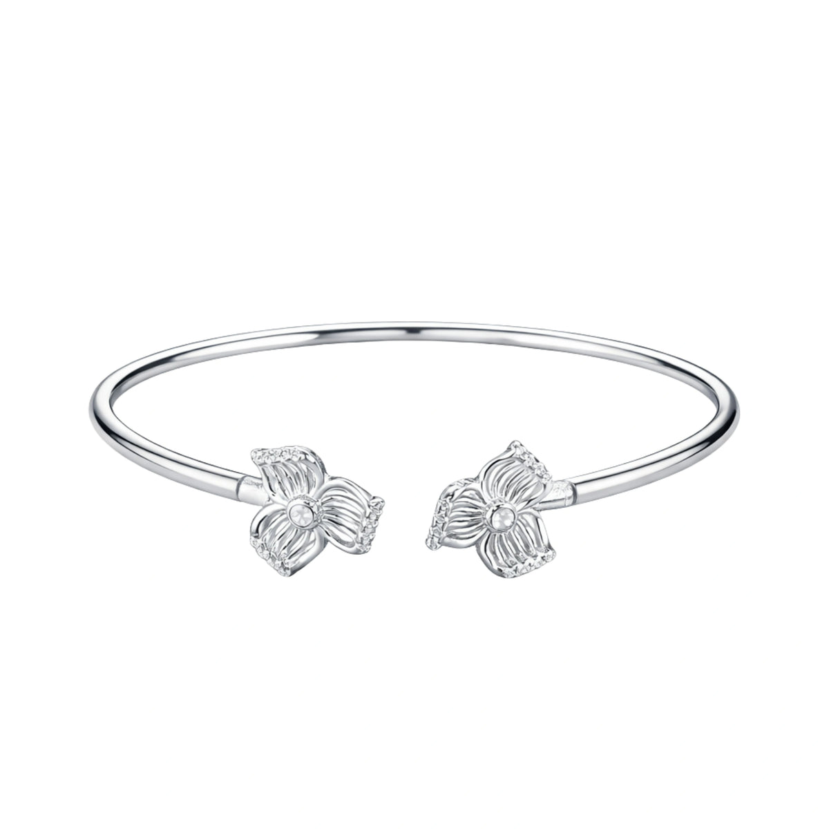 925 Sterling Silver Floral Open Kada Bracelet for Women