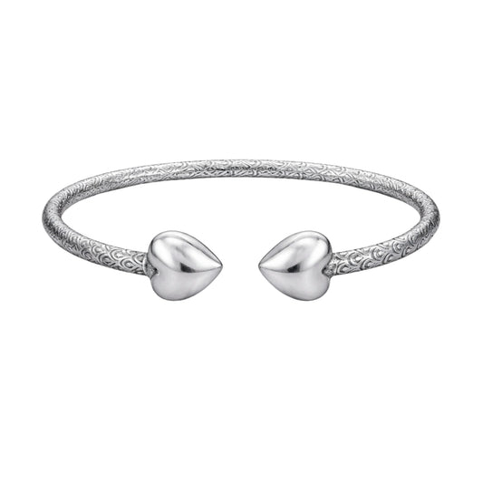 925 Sterling Silver Heart Design Open Kada for Women