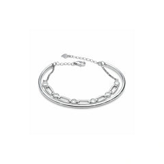 925 Silver Layered Chain Bracelet for Women with Crystal Stone Links