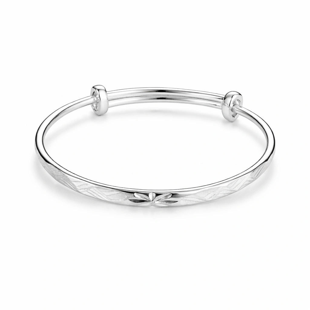 925 Sterling Silver Kids Floral Engraved Kadali Bracelet