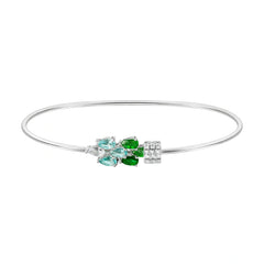 925 Sterling Silver Green & Aqua Stone Designer Kada