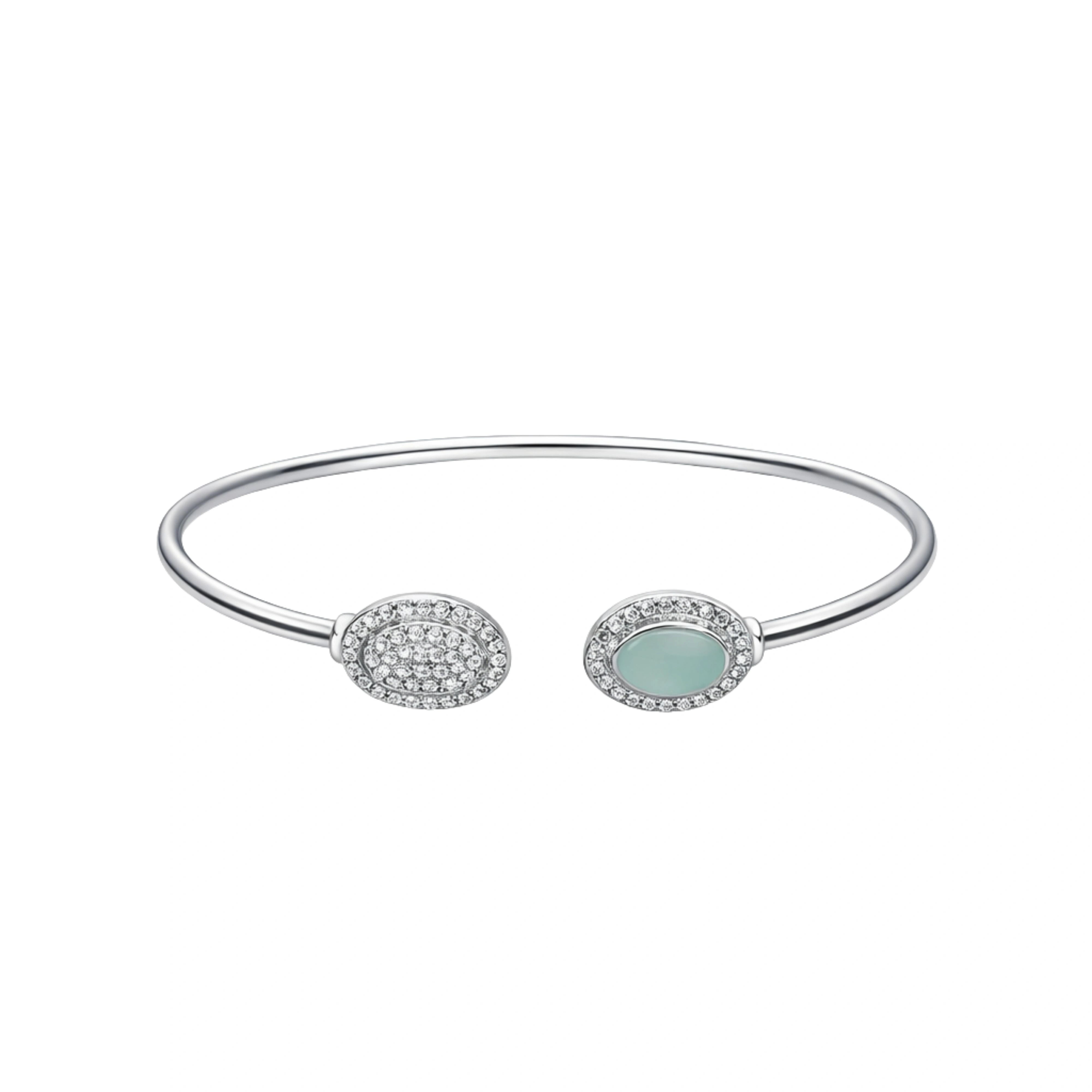 925 Sterling Silver Dual Oval Stone Open Kada for Women