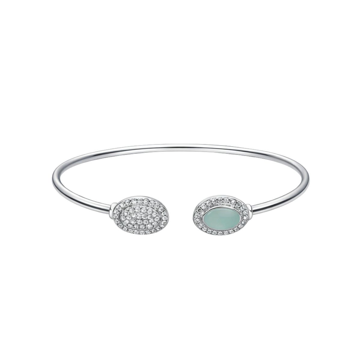 925 Sterling Silver Dual Oval Stone Open Kada for Women