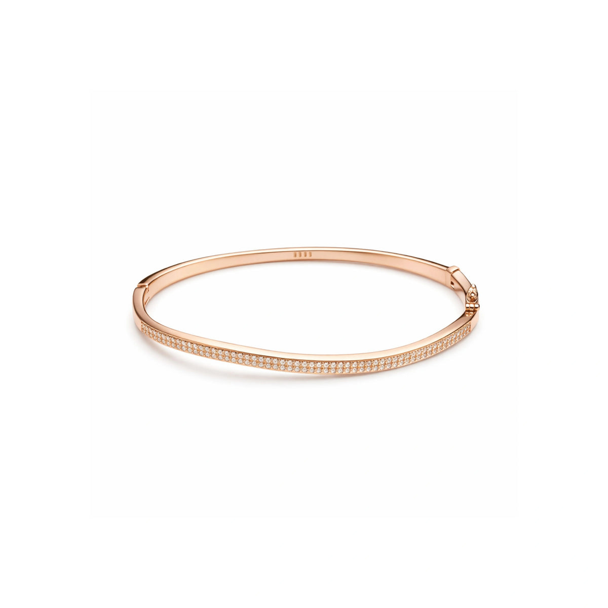 925 Silver Rose Gold Plated Crystal Studded Slim Bangle Bracelet for Women