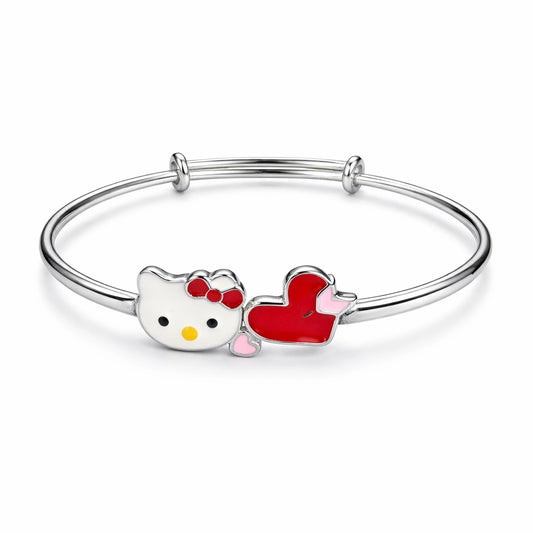 925 Sterling Silver Kids Hello Kitty Heart Kadali Bracelet