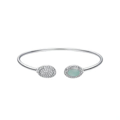 925 Sterling Silver Dual Oval Stone Open Kada for Women