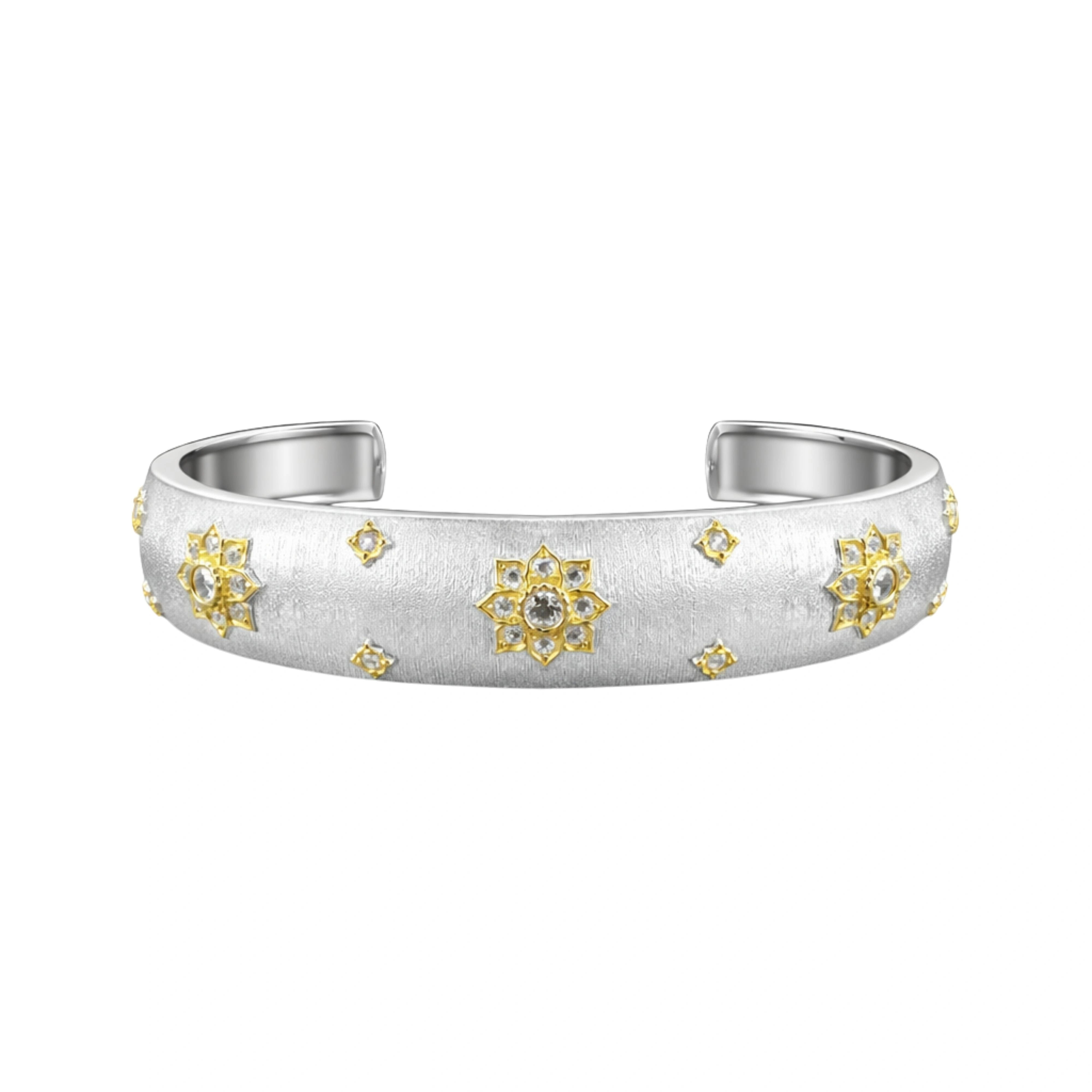 925 Sterling Silver Dual Tone Floral Designer Kada