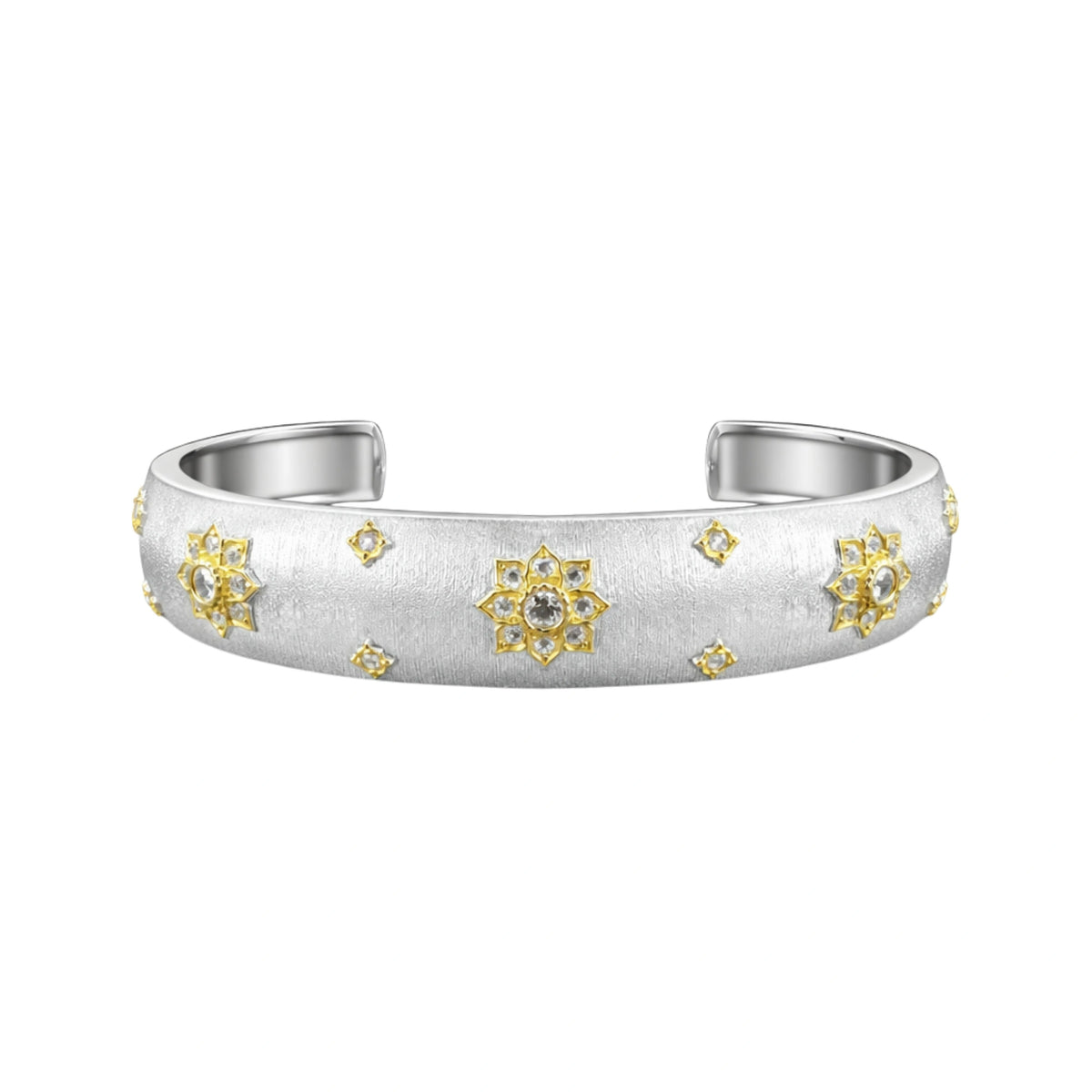 925 Sterling Silver Dual Tone Floral Designer Kada