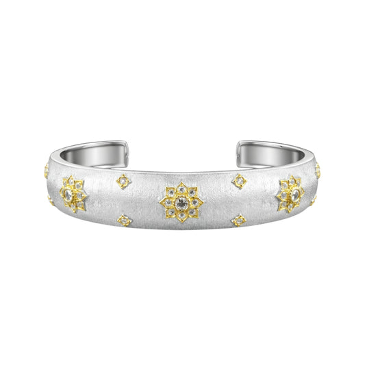 925 Sterling Silver Dual Tone Floral Designer Kada