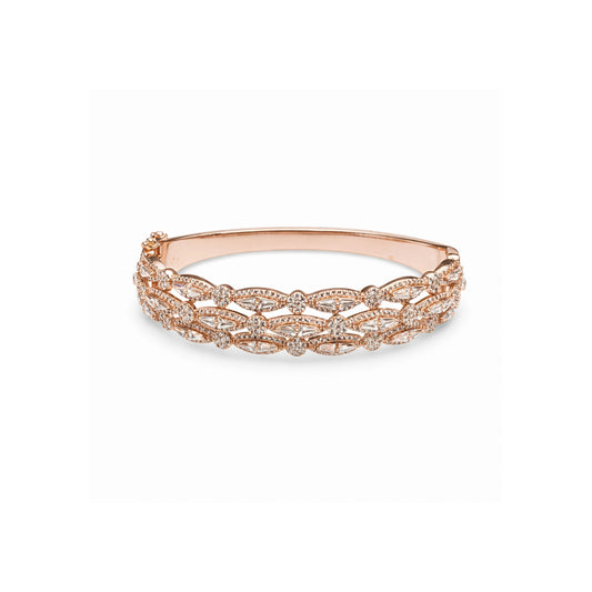 Rose Gold Plated Crystal Studded Designer Bangle for Women