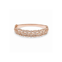 925 Silver Rose Gold Plated Crystal Studded Designer Bangle for Women