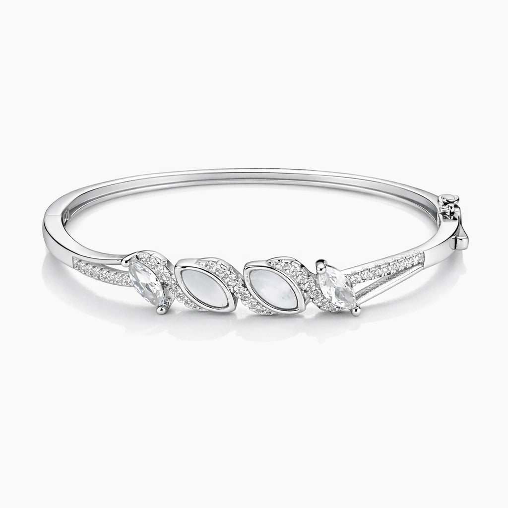 925 Sterling Silver Marquise Zircon Designer Bangle