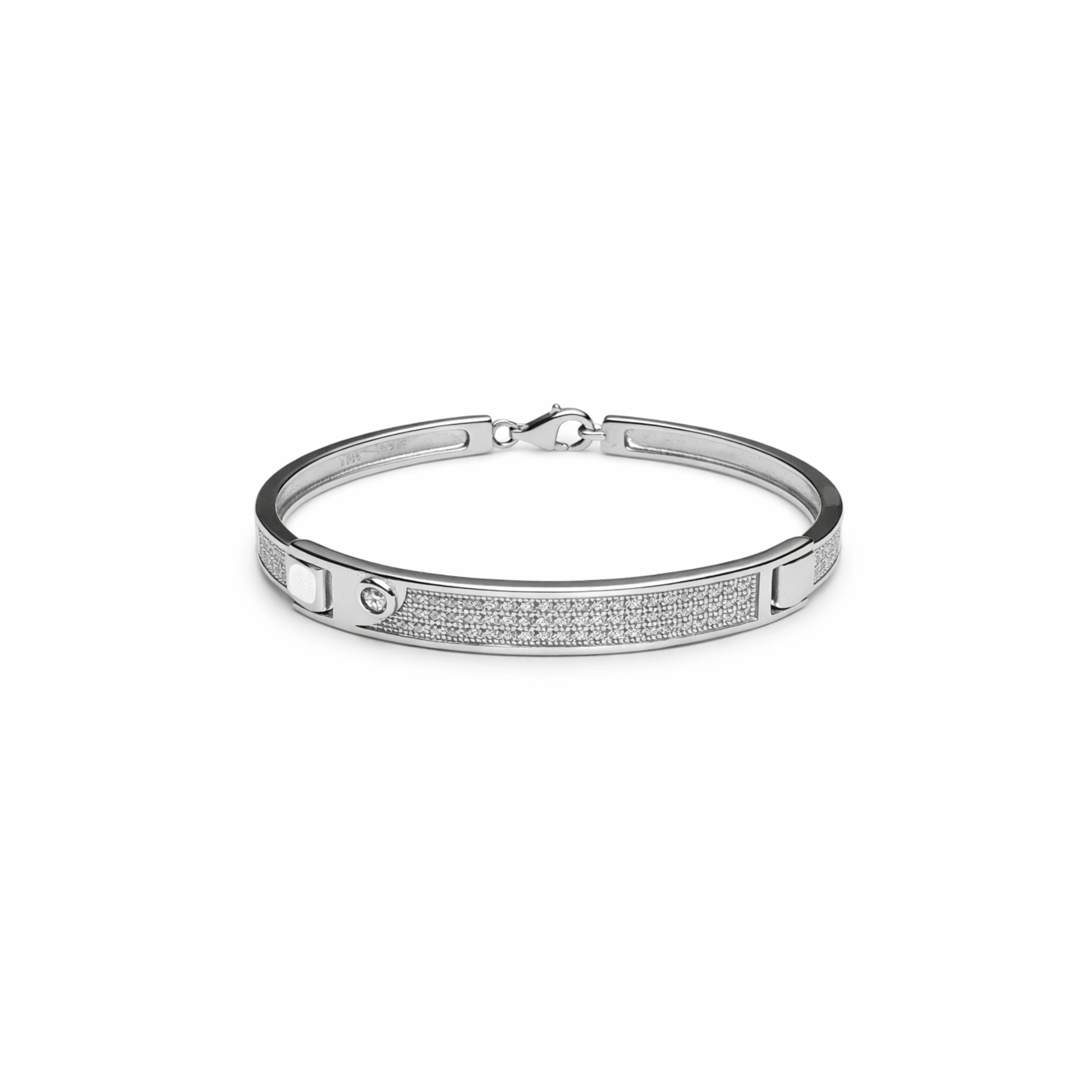 925 Silver Plated Crystal Studded Bracelet for Women