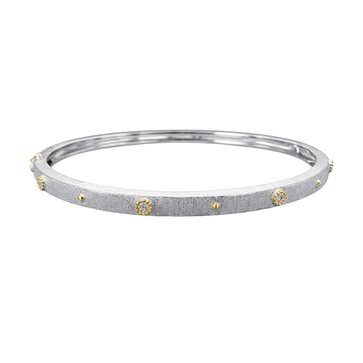 925 Sterling Silver Dual Tone Textured Stone Kada