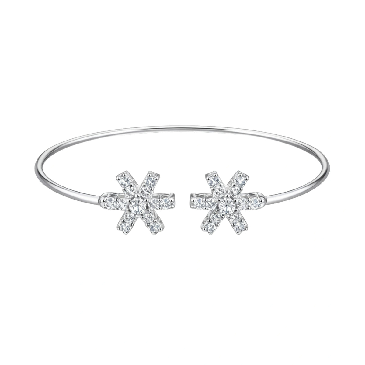 925 Sterling Silver CZ Star Open Kada