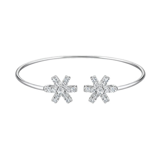 925 Sterling Silver CZ Star Open Kada