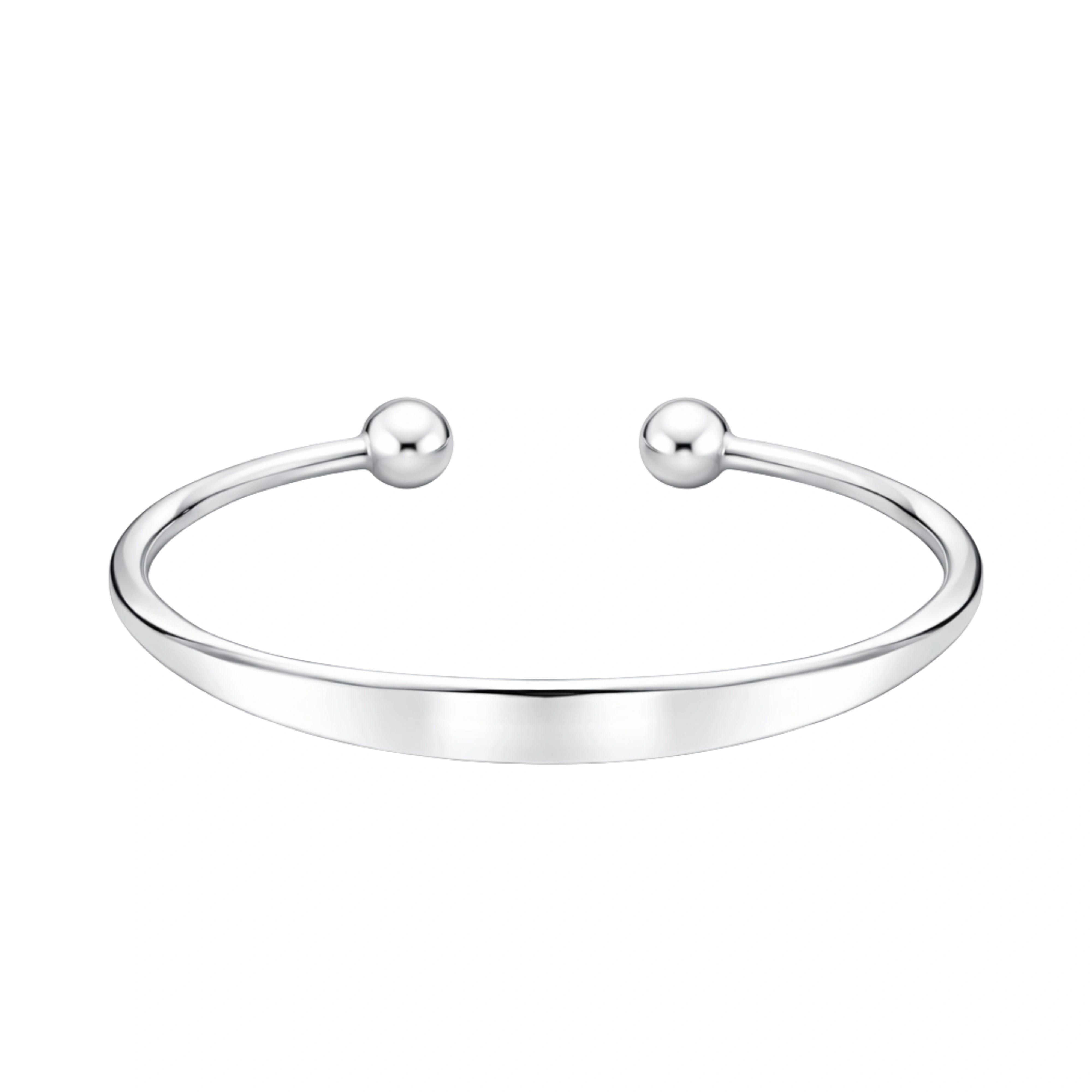 925 Sterling Silver Minimal Open Kada with Ball Ends
