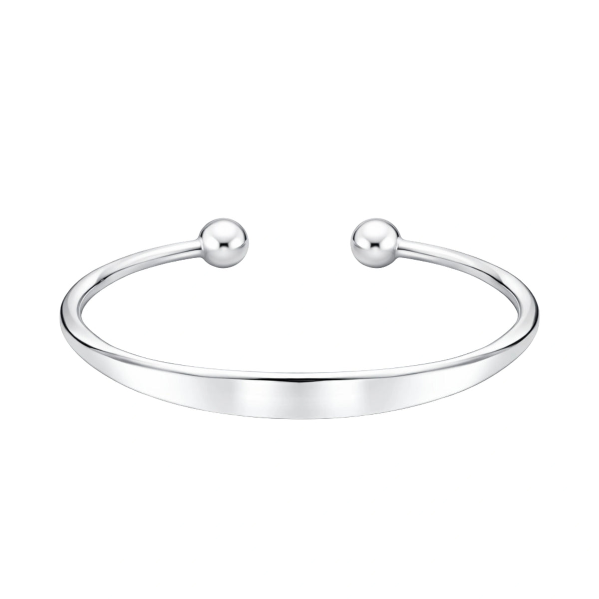 925 Sterling Silver Minimal Open Kada with Ball Ends