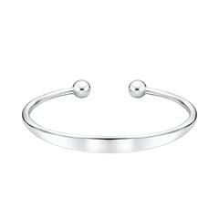 925 Sterling Silver Minimal Open Kada with Ball Ends