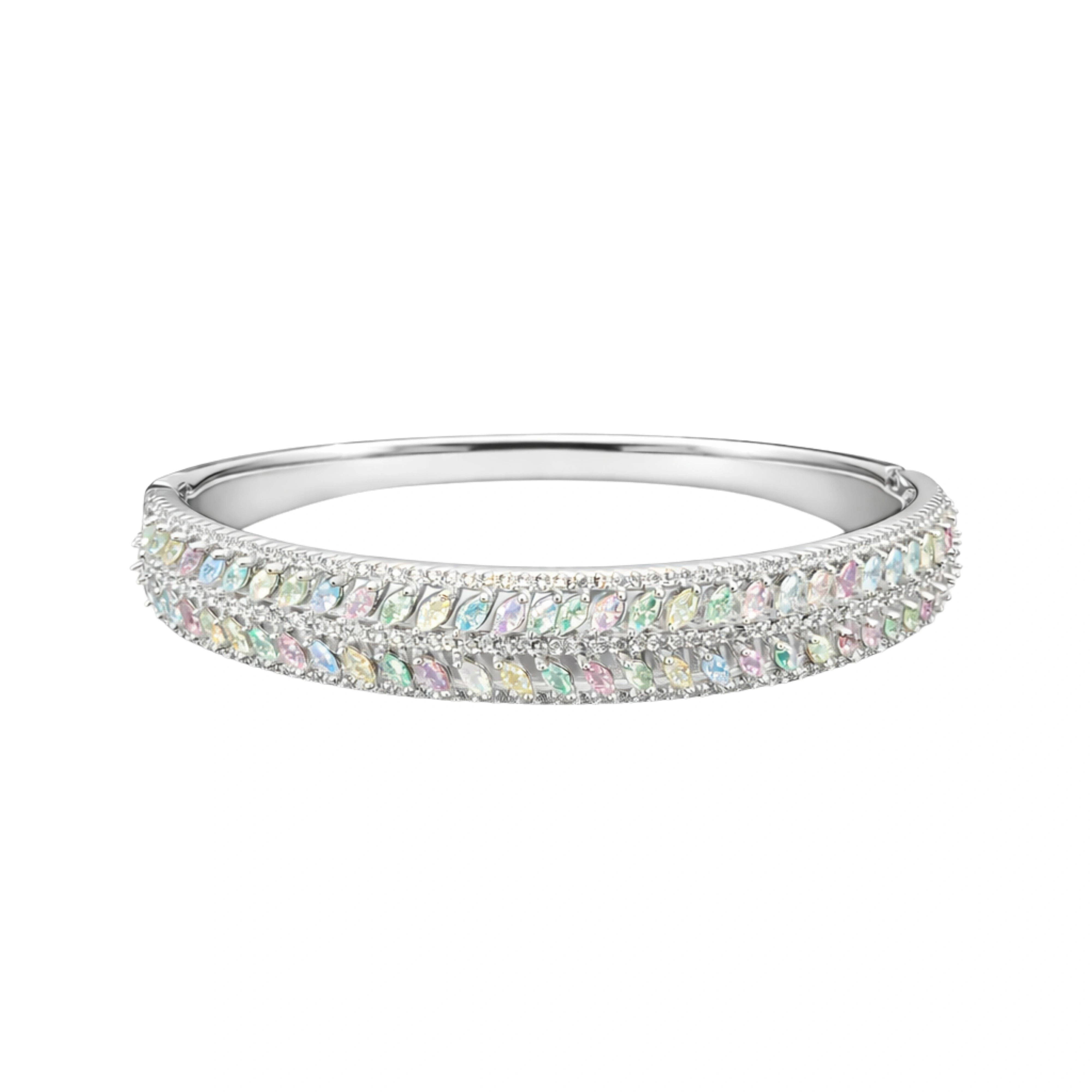 925 Sterling Silver Multi Color Marquise Stone Kada