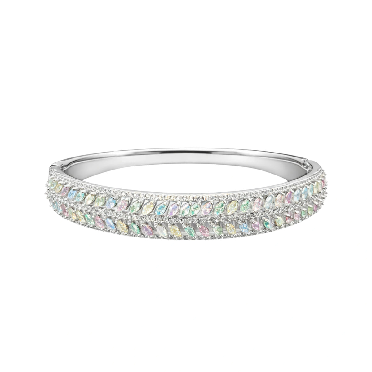 925 Sterling Silver Multi Color Marquise Stone Kada