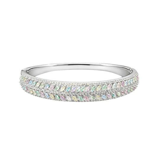 925 Sterling Silver Multi Color Marquise Stone Kada