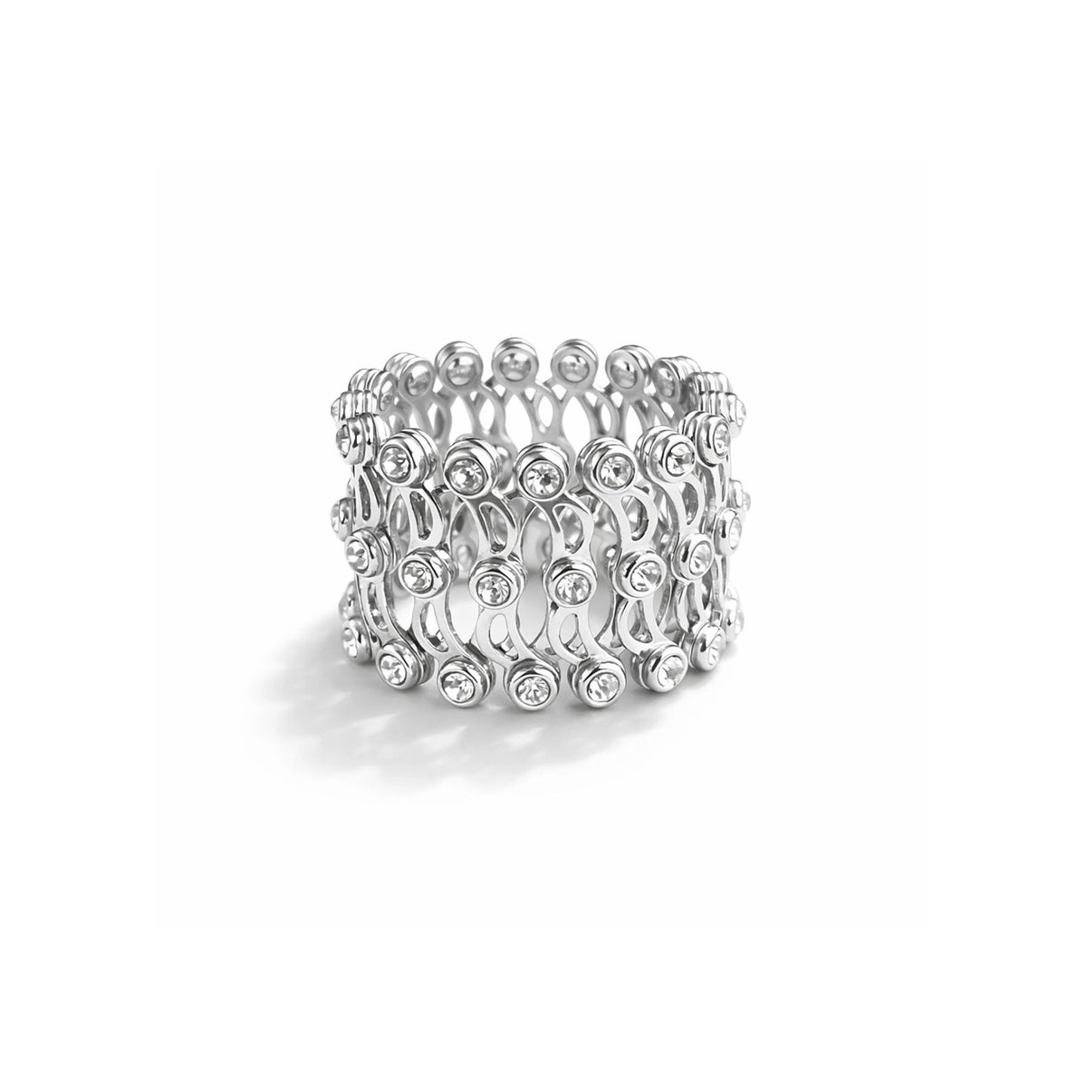 925 Silver Adjustable Crystal Lattice Cuff Bracelet